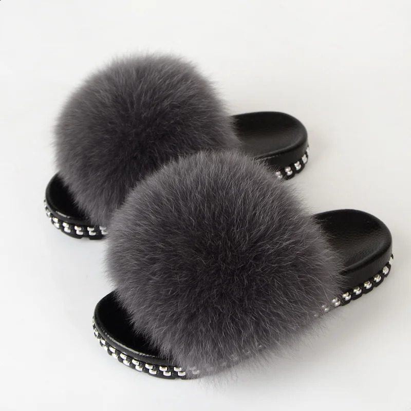 Womens slider summer fox sandals womens and fashion women with fur arrival 240