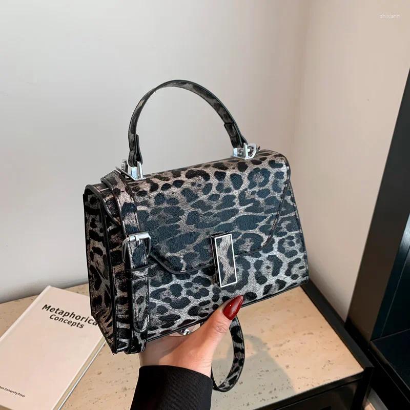 3 Drawstring Small Square Handbag Classic For Women Vintage Clutch Bag Leopard Pattern Crossbody Shoulder Ladies Pu Leather 4