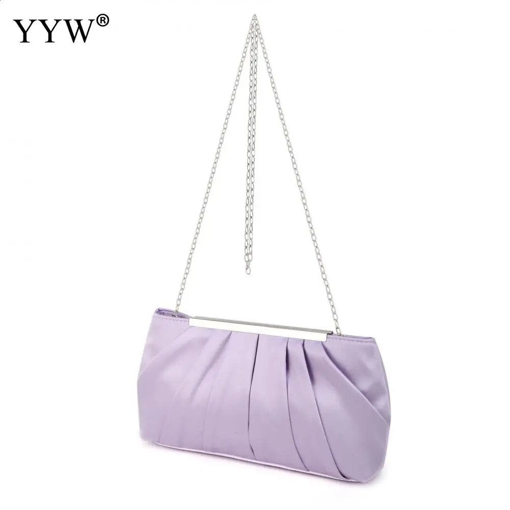 Womens Banquet Handbag Elegant Purple Chain Folded Evening Bag Wedding Wallet Party Clutch Shoulder Cross Body Handbag 240923bj