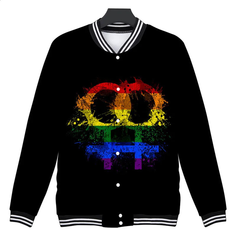 LGBT Fashion Jackets Baseball Clothing Uniform Coat Rainbow Flag Lesbians Gays Casual Hoodies Harajuku Sweatshirt Bomber Jacket 240927