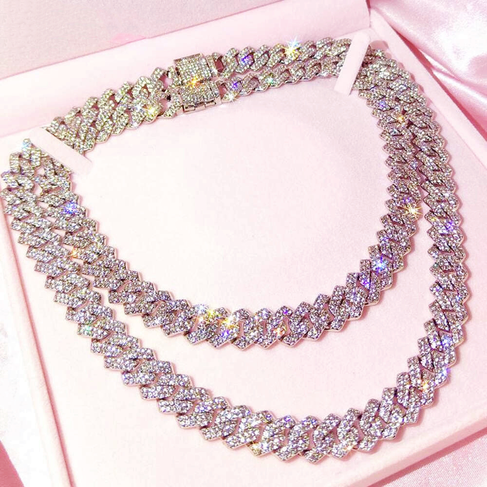 moissanite bracelet jewelry designer necklace 10mm 12mm 14mm Wide sier gold Chain Mens Hip Hop chains for men cuban k chain gift