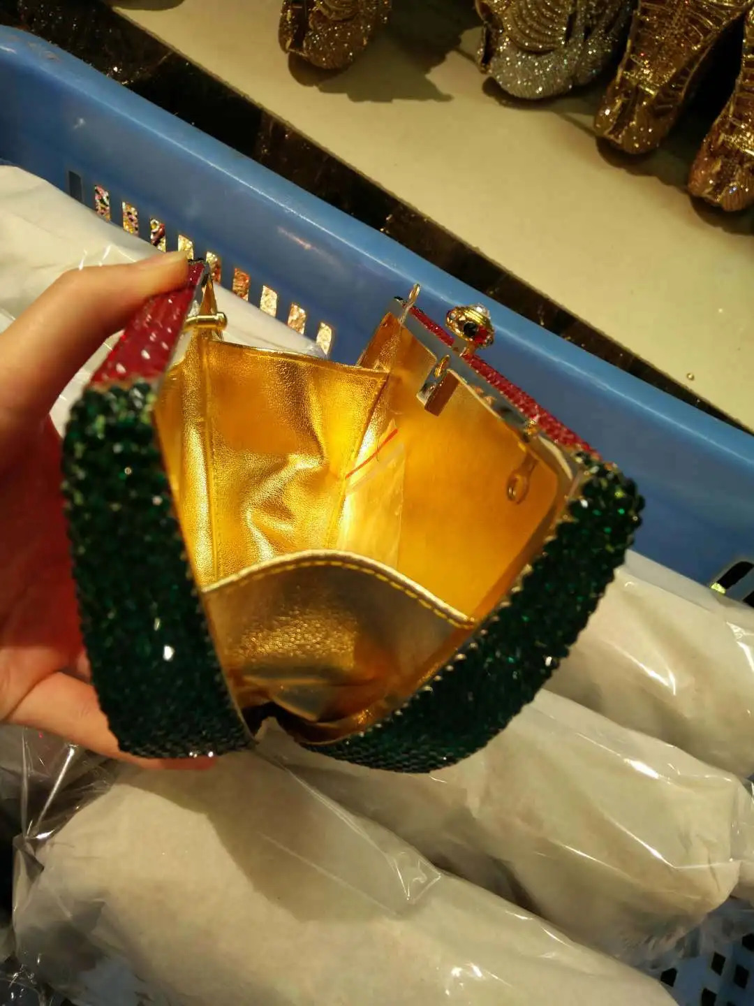 XIYUAN Watermelon Crystal Diamond Evening Bags Women Rhinestone Clutch Wallet Minaudiere Bag Bridal Wedding Bridal Handbag Purse 240926