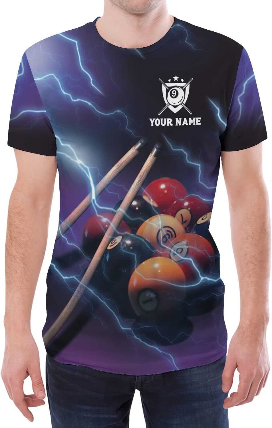 Mens T shirt 3D Personalized Crocodile Thunder Billiard T-Shirt Pool Players Casual Short Sleeve Outfit for Team Men Women graphic tee Casual tops sum