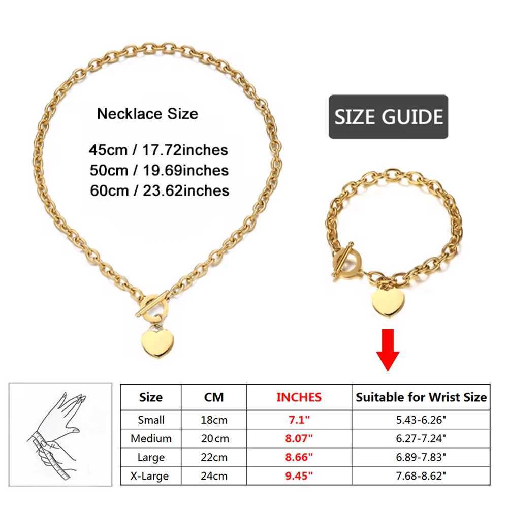 New stainless steel bracelet and necklace love switching jewelry set suitable for fashionable steel jewelry for warm girls Y240926