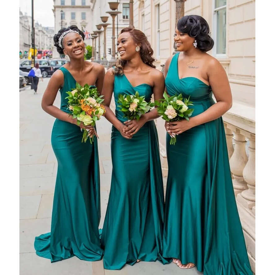 One Dresses Shoulder Bridesmaid For Africa Unique Design New Full Length Wedding Guest Gowns Junior Maid Of Honor Dress Ribbon C G