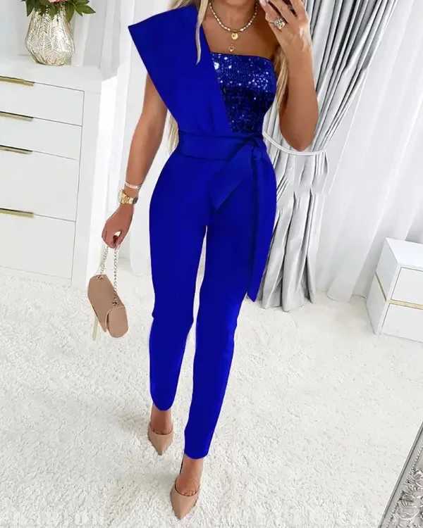 Sleeveless O-neck Jumpsuit Women Patchwork Romper Ladies Sexy Bodysuit Female Jumpsuit Overalls for Women Jumpsuits Elegant M240926