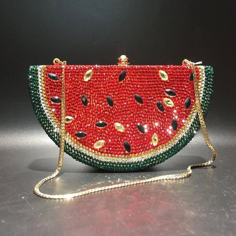 XIYUAN Watermelon Crystal Diamond Evening Bags Women Rhinestone Clutch Wallet Minaudiere Bag Bridal Wedding Bridal Handbag Purse 240926