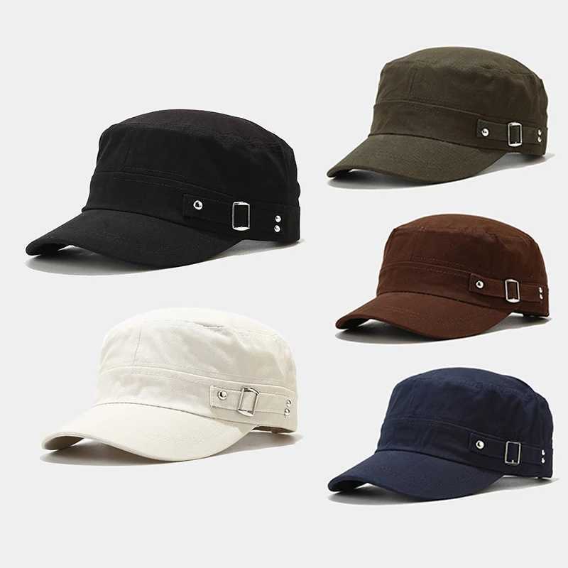 Vintage MenS Flat Top Hat Washed Cotton Breathable Baseball Cap Men Women Adjustable Snapback Cap Spring Autumn Classic Sun Hat M240926