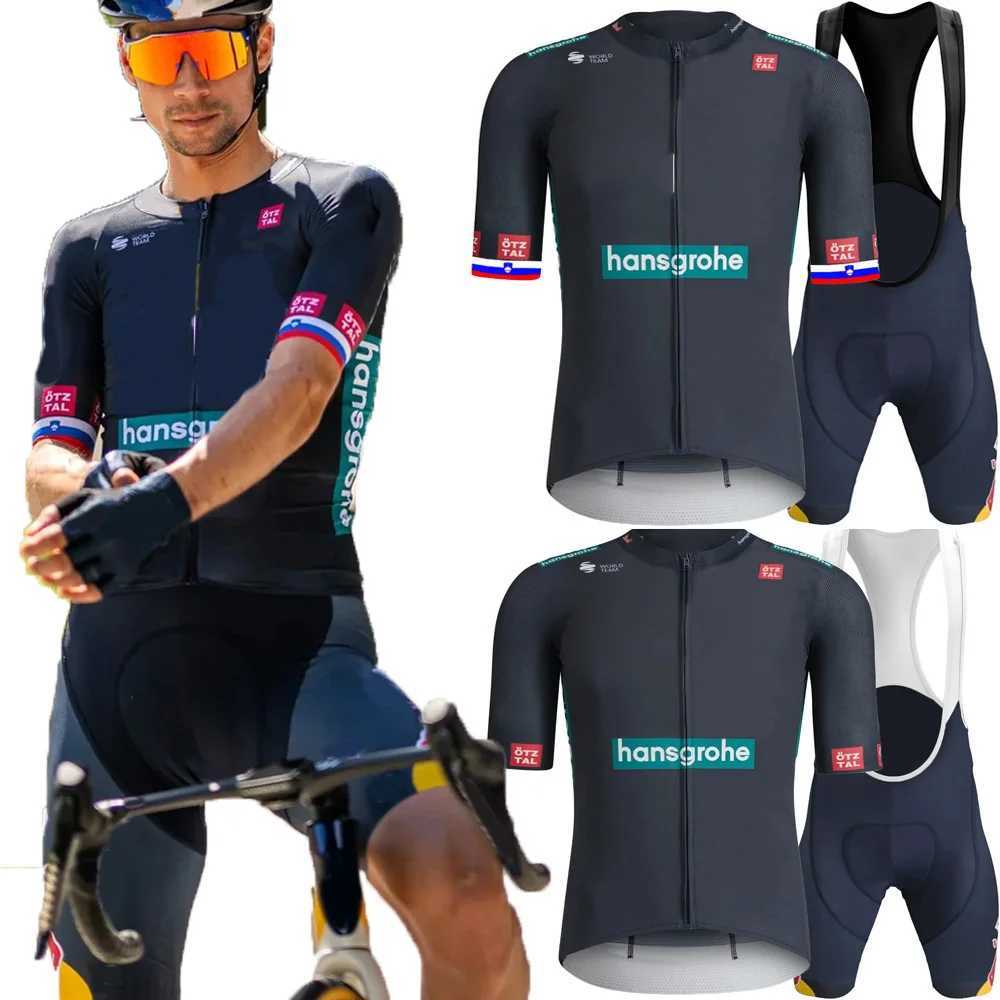 Hansgrohe cycling jersey set for the 2024 Italy Spain France tour team Primo Rogli clothing from Slovenia mens road cycling shirt bib shorts W240926