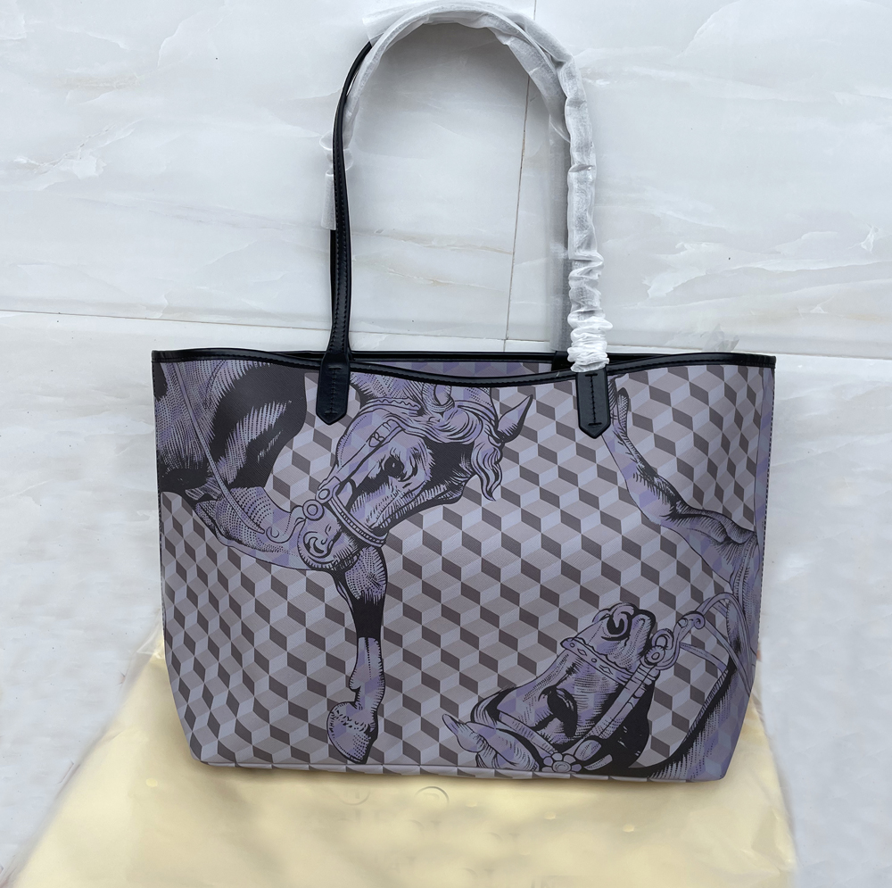 Femmes Shopping Loup Noir Sacs Totes Shopper Large Cheval Bordeaux Haut-qualité Carte Sac à main lecteur à main réel à main F4 F4