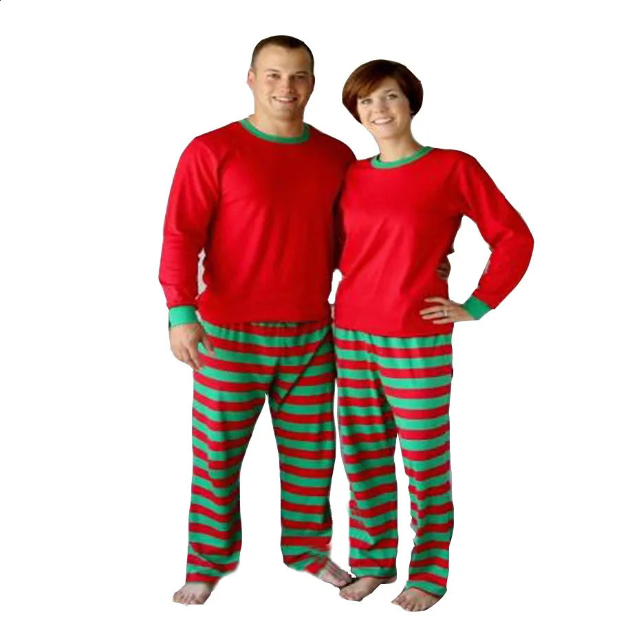 Christmas Pajama Set Striped Printing Mother Father Child Matching Clothes Tight Soft 2piece Family Appearance 240926