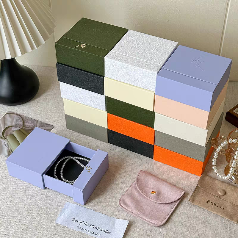 Premium PE Film Jewelry Box with Built-in Necklace Display - Anti-Oxidation Protective Drawer Design