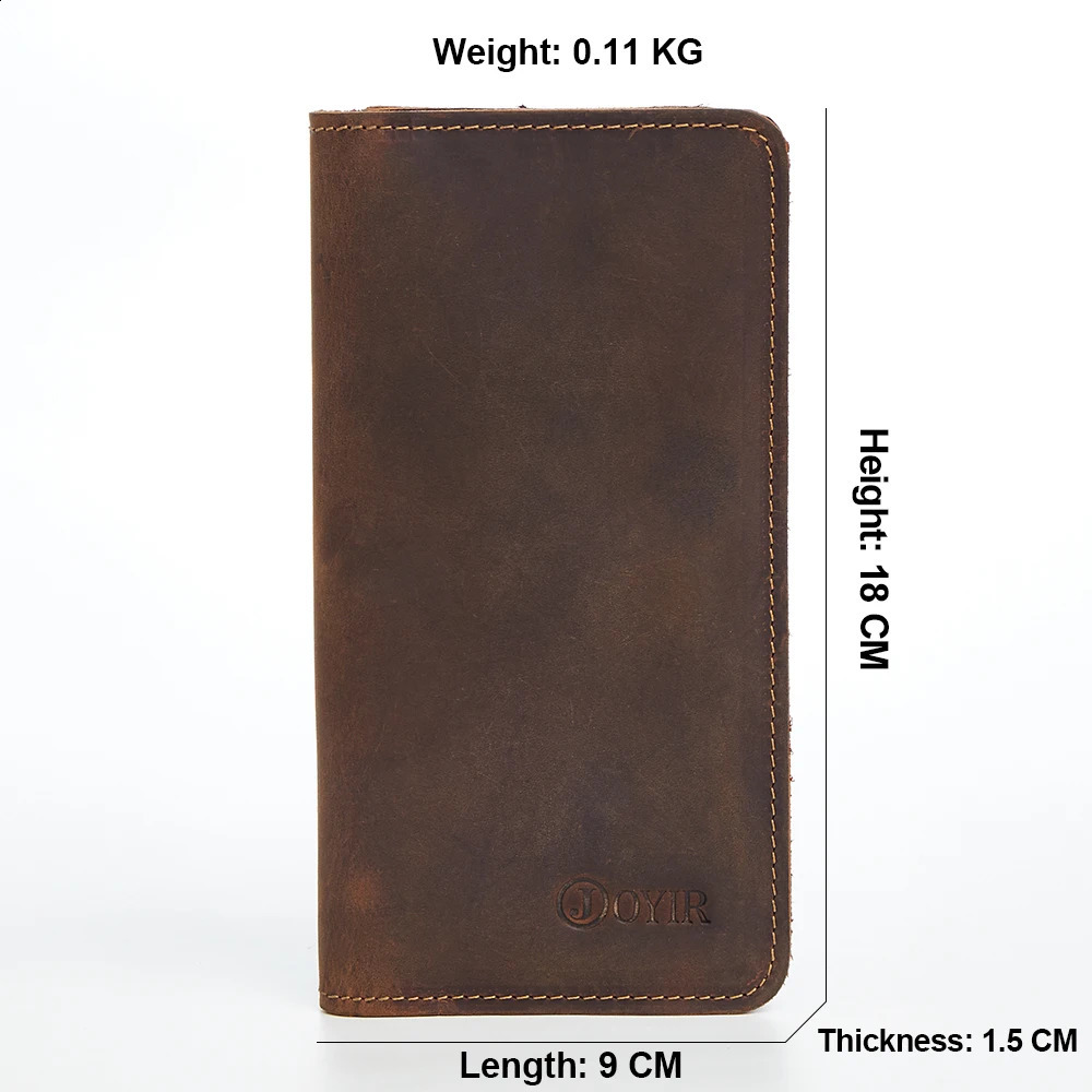 JOYIR Genuine Leather Wallet Coin Purse Vintage Long Men Wallets Perse Solid Card Holder Clutch Carteira Hombre for Male 240924 4