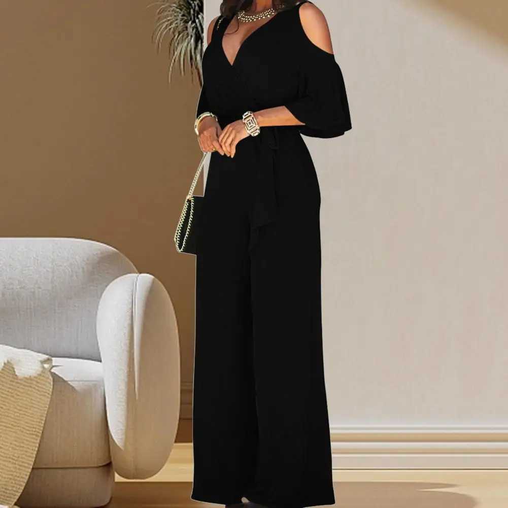 Stylish Formal OL Style Summer Jumpsuit Lace Up Women Summer Jumpsuit Deep Crotch OL Style Summer Jumpsuit Lady Garment M240926
