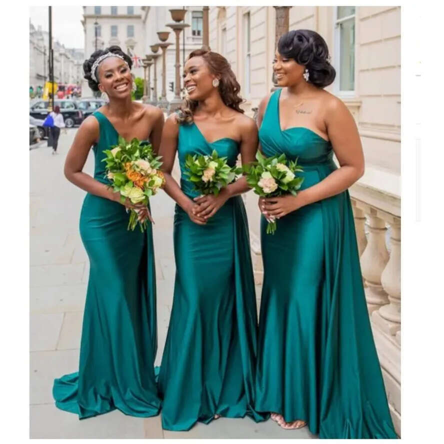 One Dresses Shoulder Bridesmaid For Africa Unique Design New Full Length Wedding Guest Gowns Junior Maid Of Honor Dress Ribbon C G