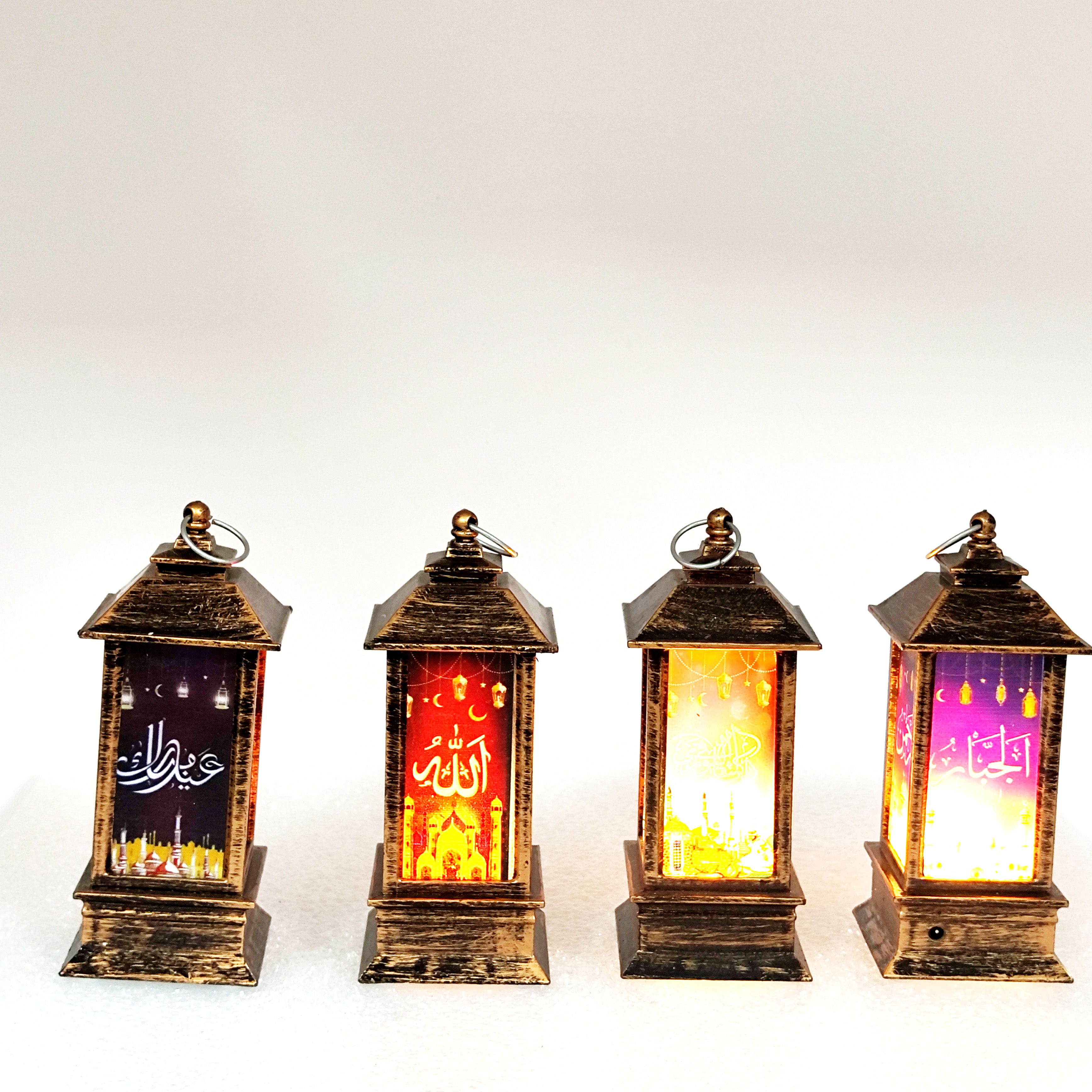 Middle East festival gifts small square wind lamp printing LED warm white light decoration
