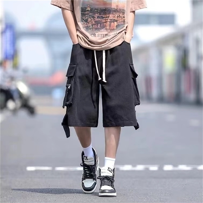 2024 Black Cool Cargo Shorts for Men and Women Couples Thin Loose Dopamine Sports Casual Korean Hip Hop Outwear y240926