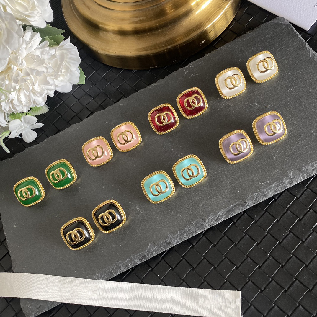 Simple 925 Silver Letters Stud Copper Brass Famous Women Geometry Round Crystal Rhinestone Pearl Earring Luxury Wedding Party Designers Jewerlry Christmas Gifts