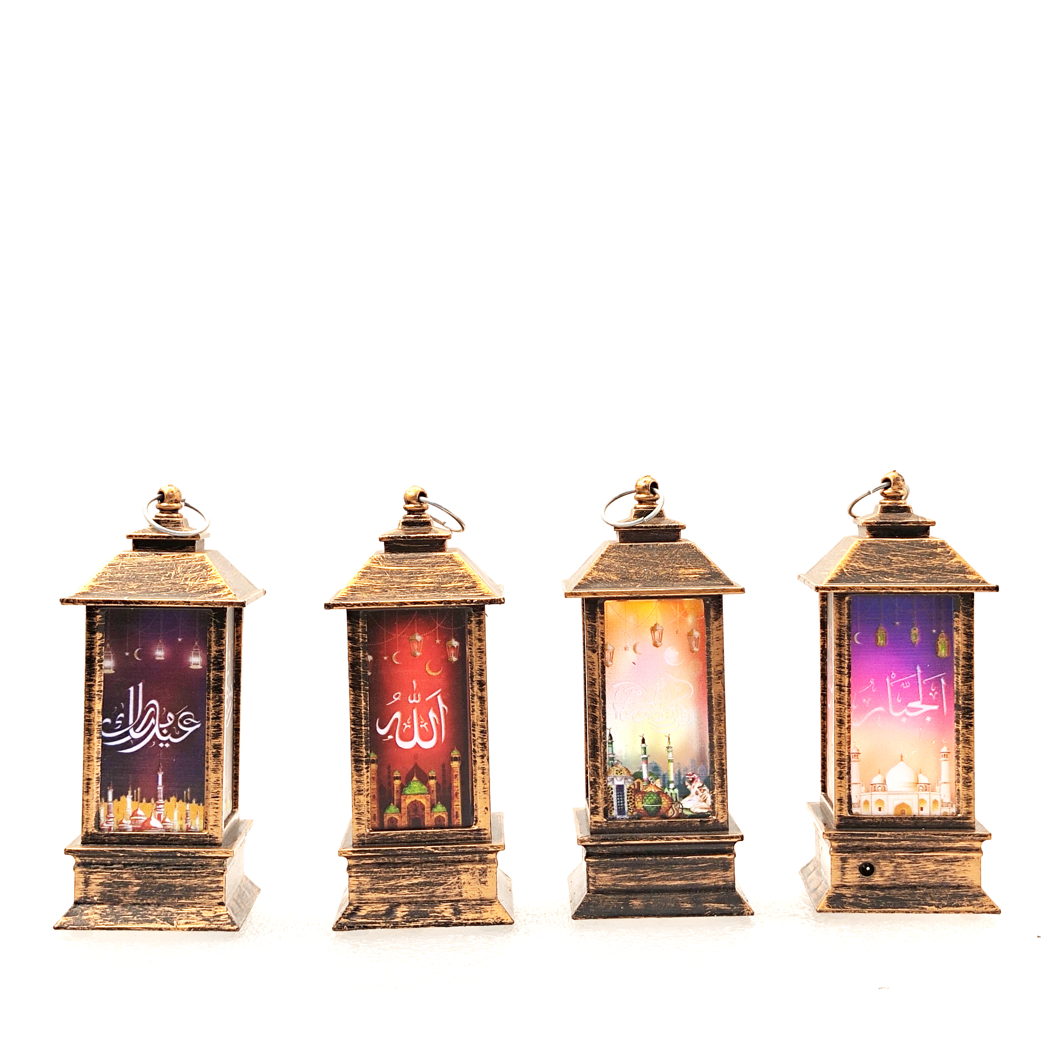 Middle East festival gifts small square wind lamp printing LED warm white light decoration