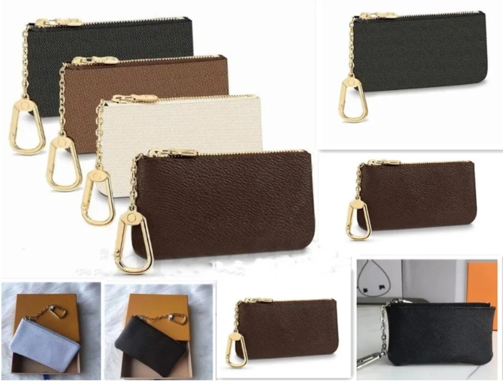 Womens card holder small zippy wallets key coin purse poke keychain Genuine Leather luxury mens Designer wallet Coin Purses Key pouch CardHolder with box