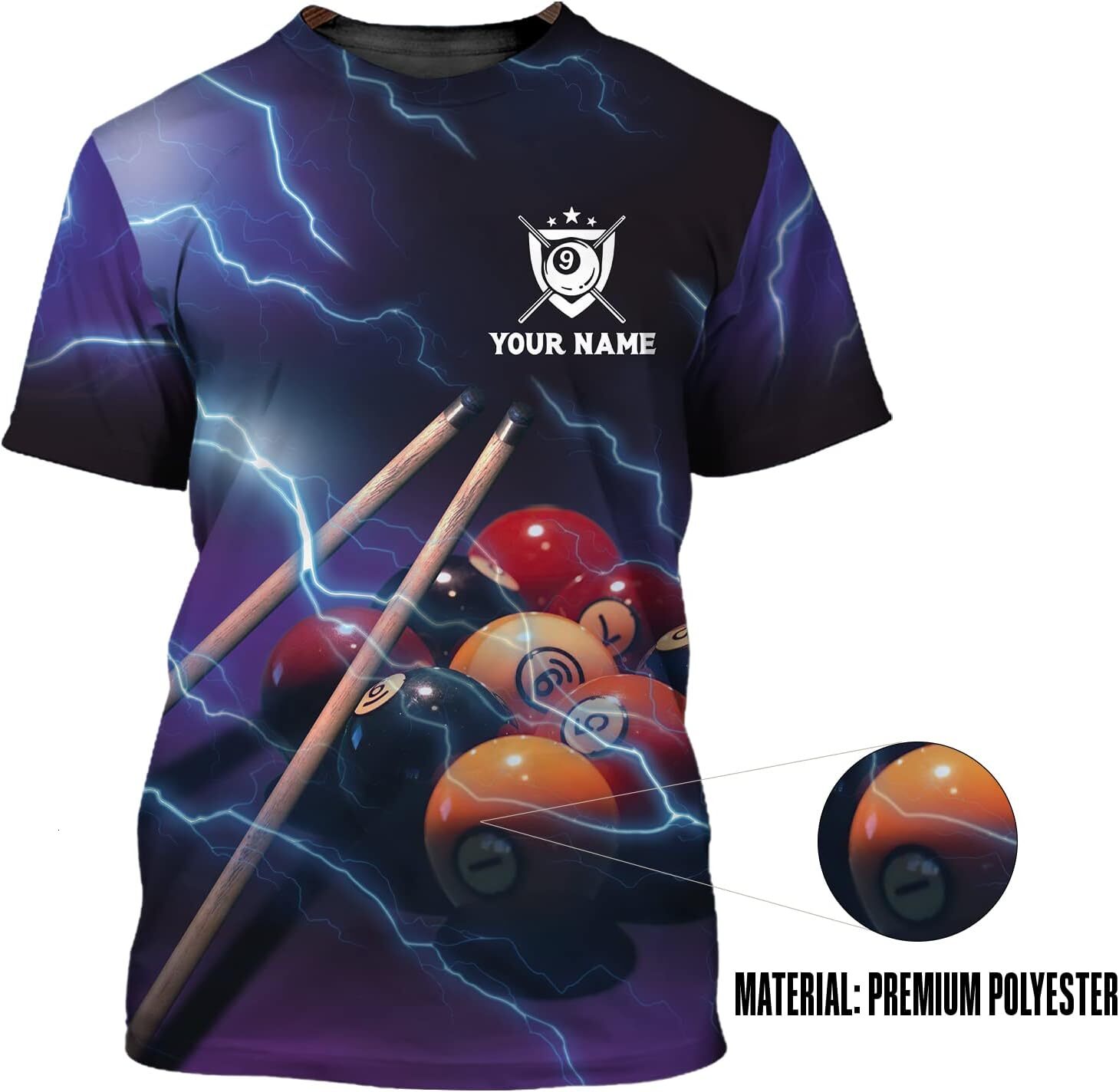 Mens T shirt 3D Personalized Crocodile Thunder Billiard T-Shirt Pool Players Casual Short Sleeve Outfit for Team Men Women graphic tee Casual tops sum