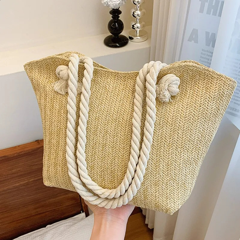 Large Capacity Shoulder Bag Women Summer Woven Straw Bag Vacation Beach Shopper Tote Bags Bohemian Party Big Handbags 240924