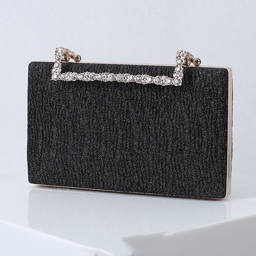 Champagne dinner Bag Pleated Diamond Sparkly dress Clutch Bag Black Dinner bag
