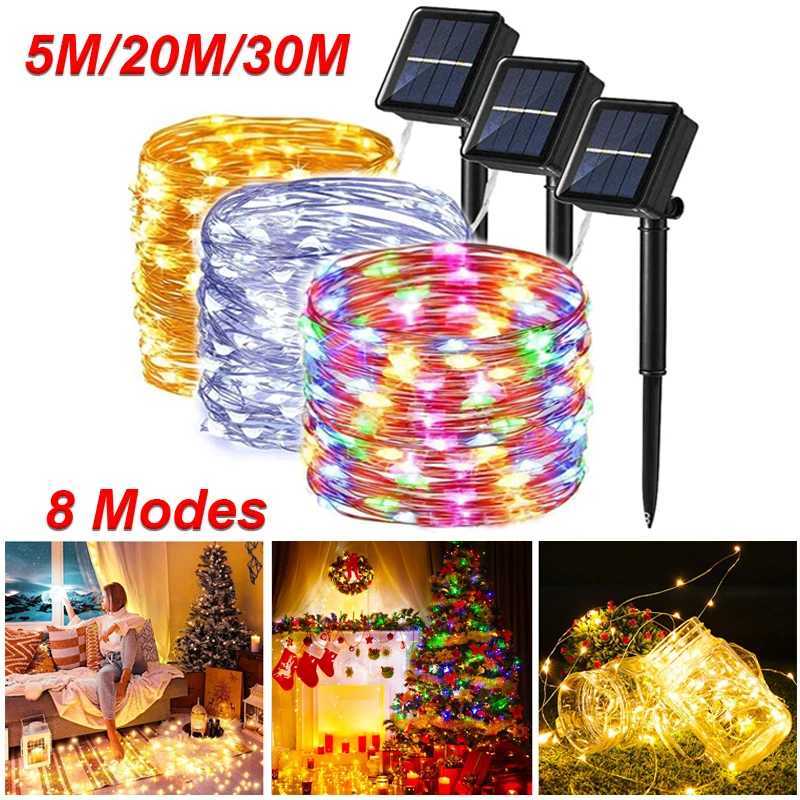5M/20M/30M Solar Powered LED Fairy Light Outdoor Waterproof Festoon Garden String Lights Christmas Party Garden Solar Light Decoration Y240927