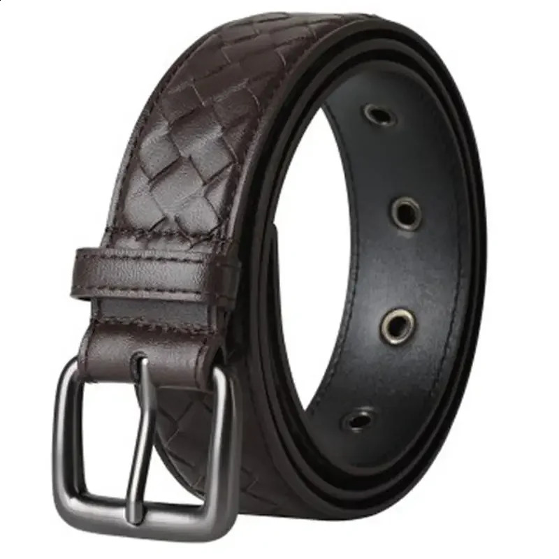 3.5cm wide western-style bride black coffee blue leather buckle mens belt fashion jeans shoulder strap 95-125cm 240925