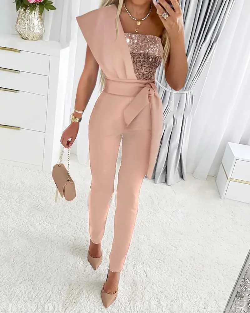 Sleeveless O-neck Jumpsuit Women Patchwork Romper Ladies Sexy Bodysuit Female Jumpsuit Overalls for Women Jumpsuits Elegant M240926