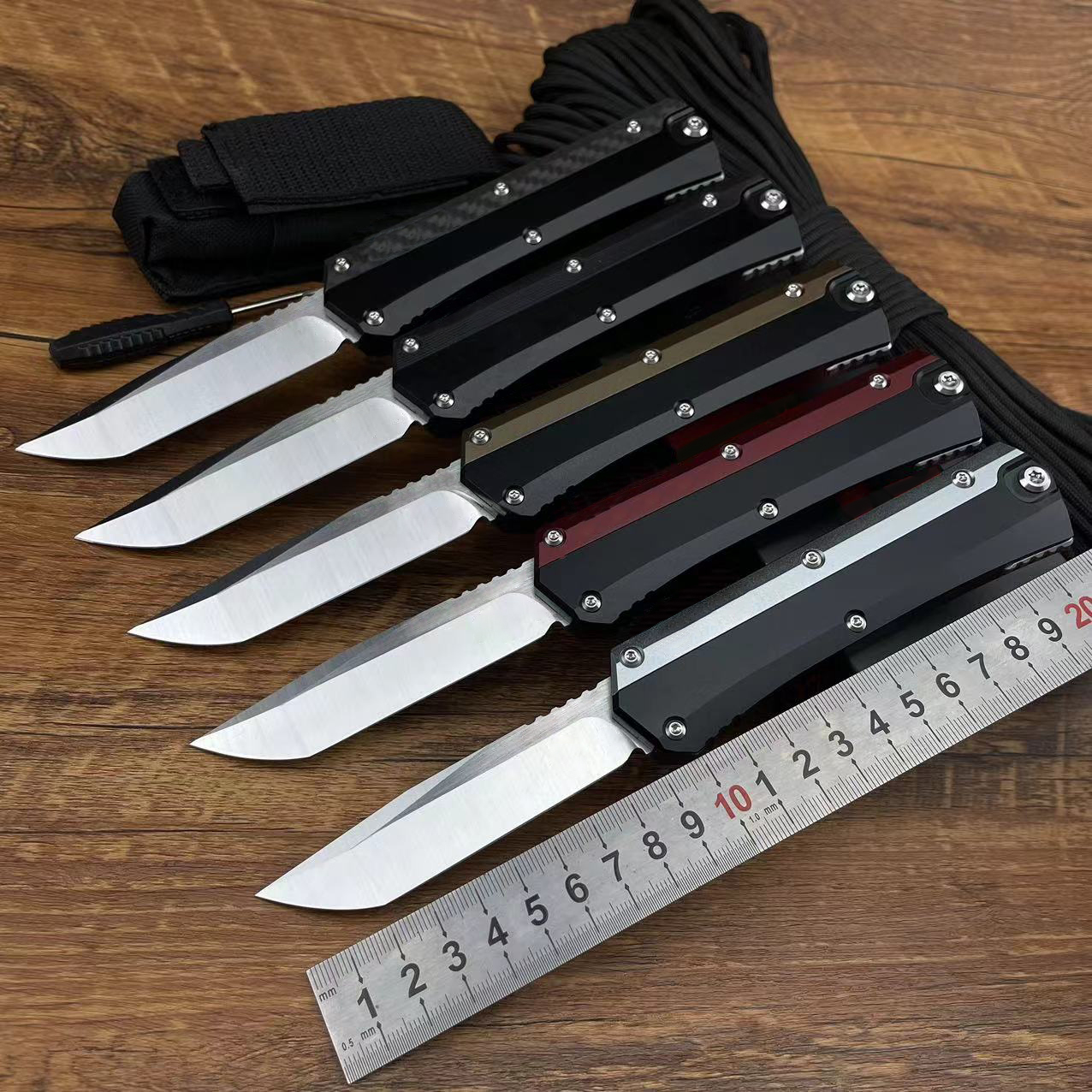 High End Tactical Knife D2 Satin Tanto Point Blade CNC Aviation Aluminum Handle Outdoor EDC Pocket Knives With Nylon Sheath 5 Styles