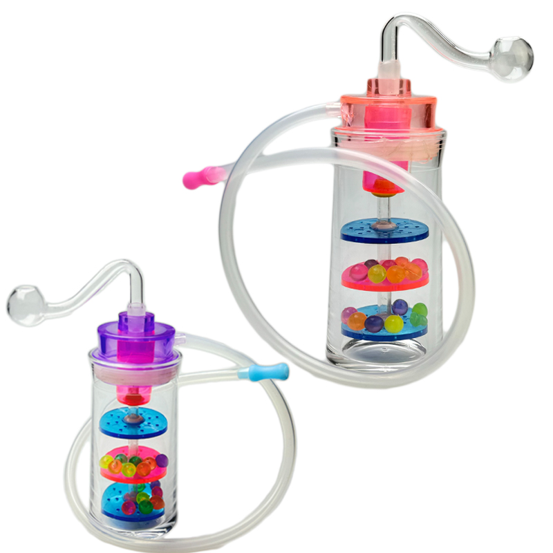5 Inch Plastic Oil Burner Bong Water Pipes with 2 Pcs 10mm Male Thick Pyrex Glass Oil Burner Pipe Silicone Tube for Smoking