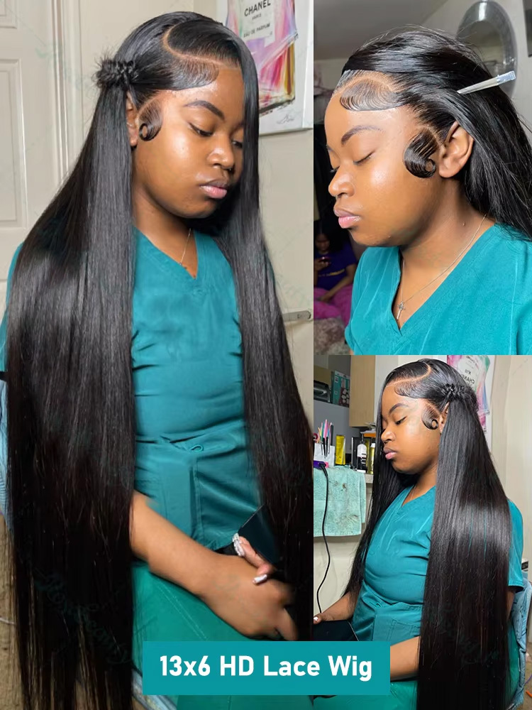 30 32 Inch 13X4 Bone Front Human Hair Brazilian 13X6 Straight HD Lace Frontal Wig 6X6 Closure Glueless Wigs