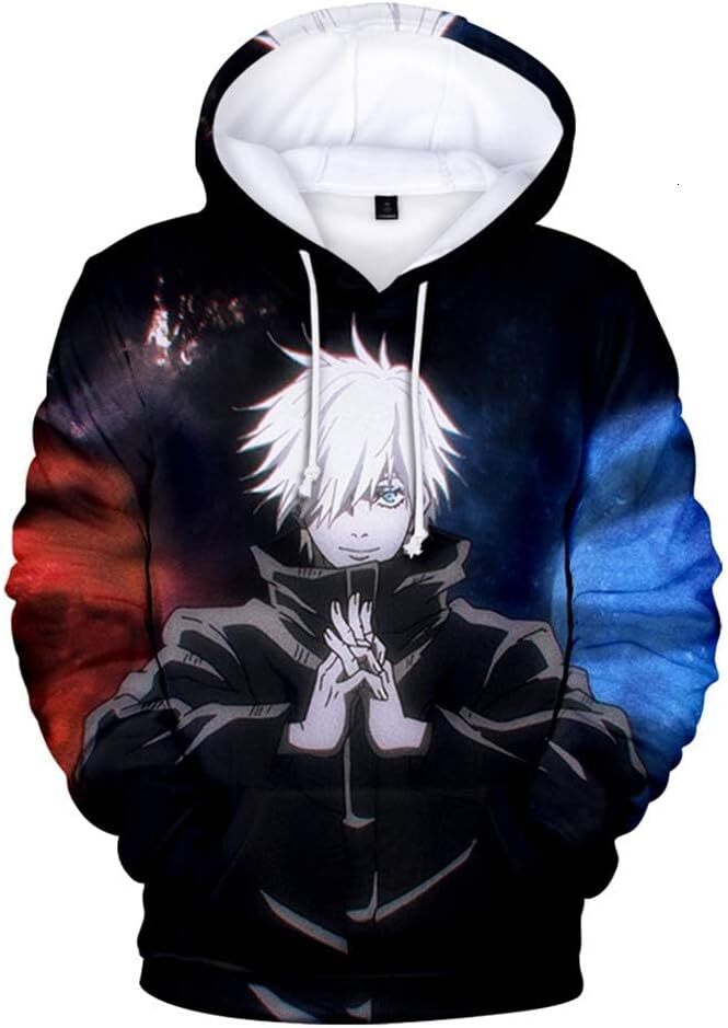 Hoodie for Mens Womens Gojo Satoru Hoodie Anime JJK Hoodie Jujitsu Kaisen Gojo Costume Multi 3D Printed Sweater Cosplay for Men Graphic Hoodies sweats