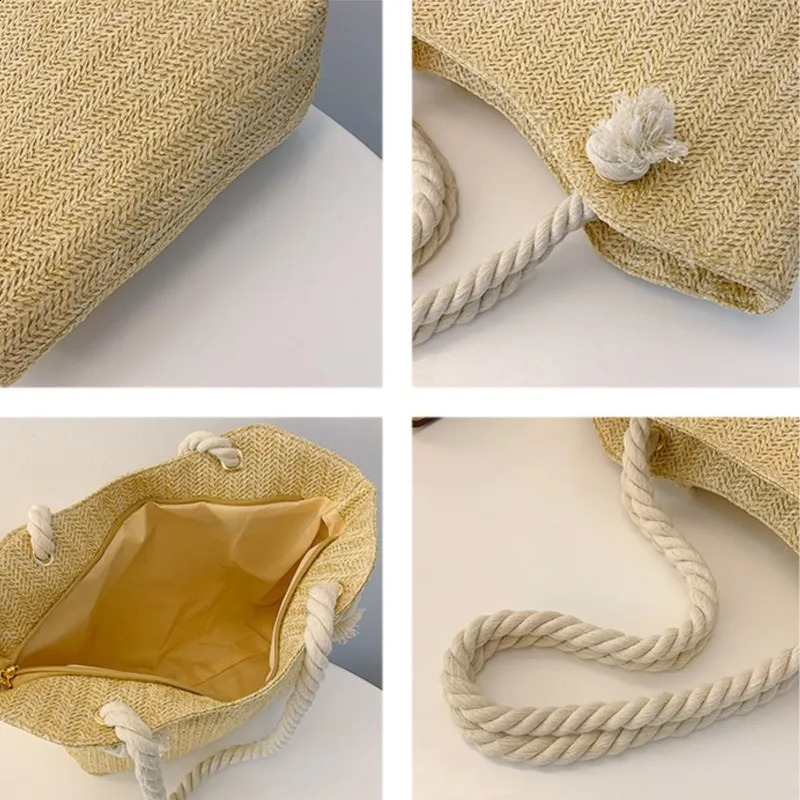 Large Capacity Shoulder Bag Women Summer Woven Straw Bag Vacation Beach Shopper Tote Bags Bohemian Party Big Handbags 240924