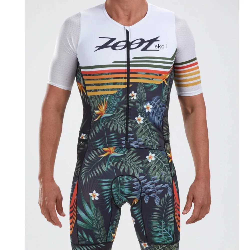 Zootekoi Summer Triathlon Bicycle Mens Short Seven Tight Set Ropa Ciclismo High Quality Bicycle Running Swimming Swimsuit jumpsuit W240926