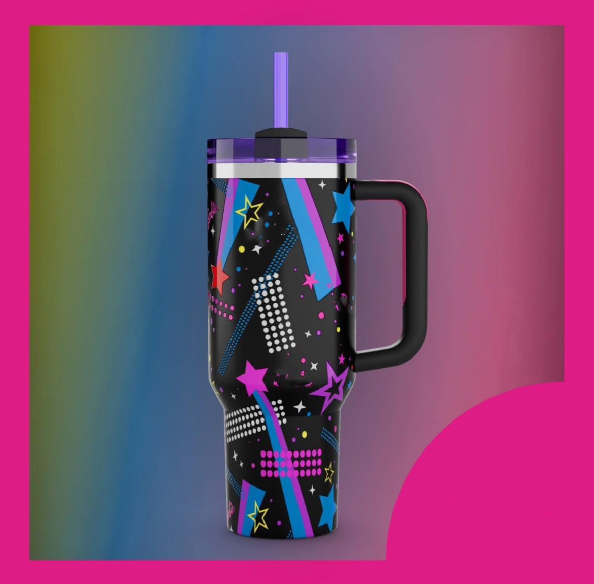 US STOCK Cobrand pink Tumblers Pink Rose Cups 40oz Stainless Steel cups with handle Lid And Straw Travel Car Mugs Clean Slate Brushstrokes Water Bottl