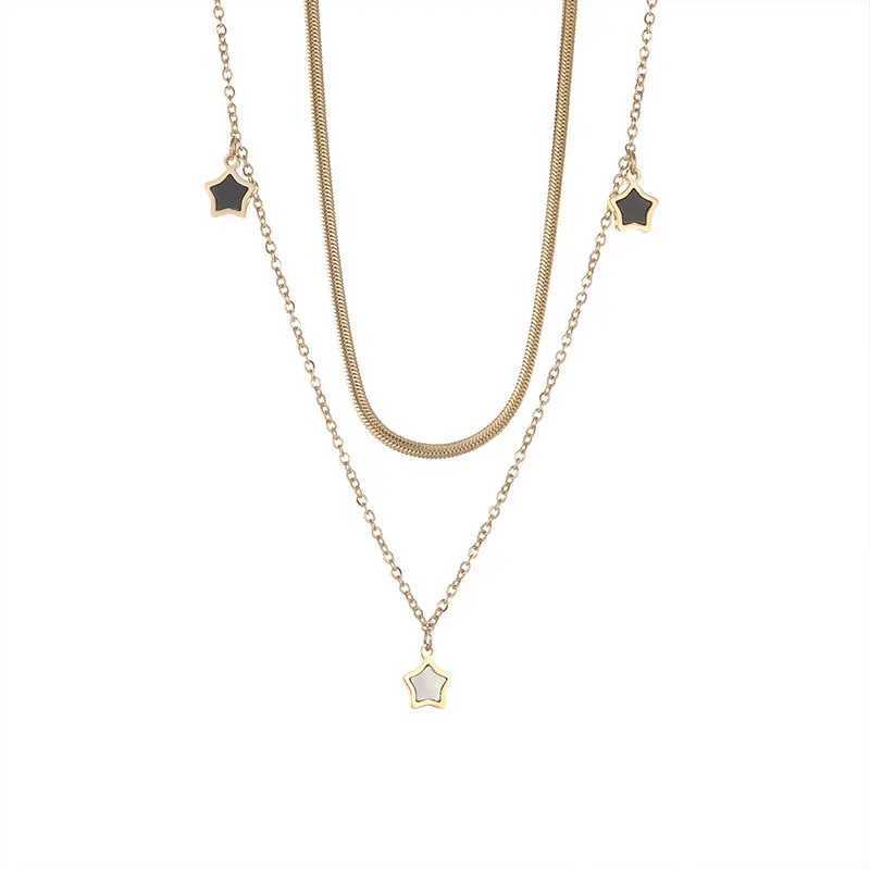 316L stainless steel Mtilayer chain star charm necklace used as a gift for girls parties in fashion jewelry sets X2411061