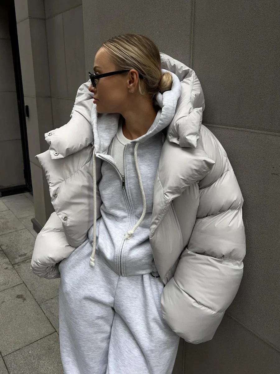 Bornladies Quilted Jacket Women Winter Loose Parkas Coat Vintage Bread Jacket Outwear Office Ladies Warm Cotton Puffer Jackets 240926