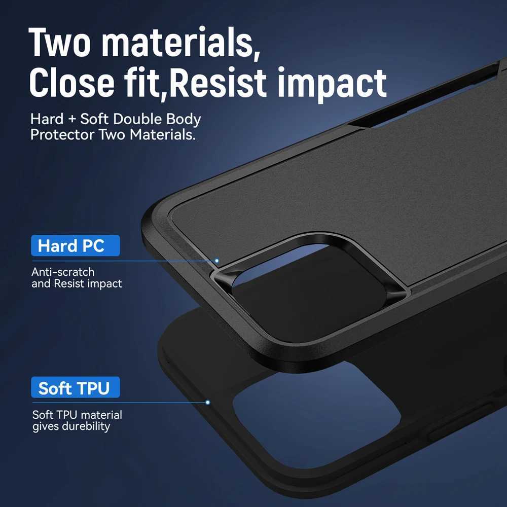 Heavy Duty Hybrid Armor Phone Case For iPhone 16 15 13 11 14 7 8 Plus X XS XR 12 Pro MAX Drop Protection Shockproof Hard Cover M240927