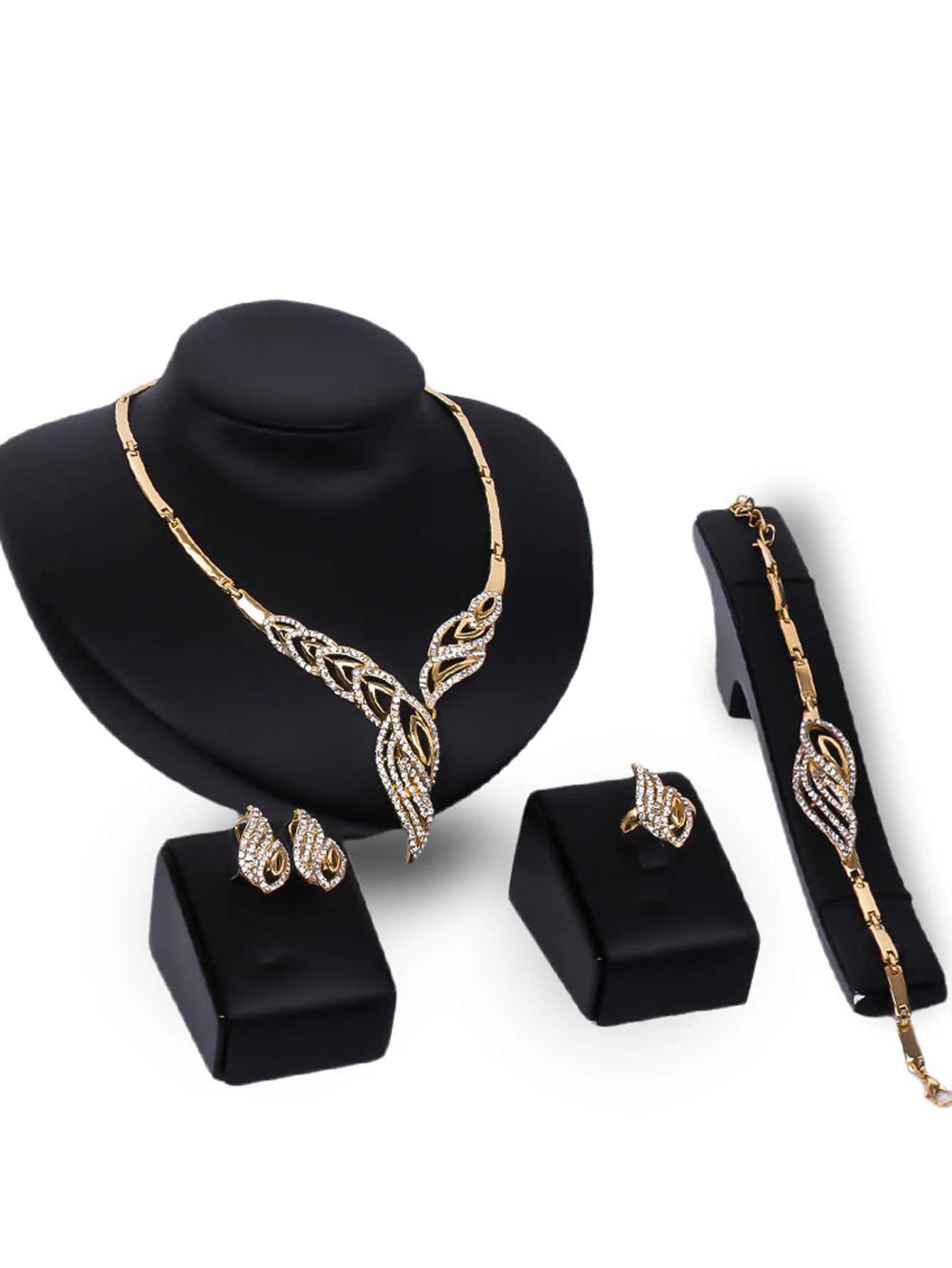 5 pieces of fashionable earrings necklaces bracelets ring sets wedding banquet and holiday gifts Y240926