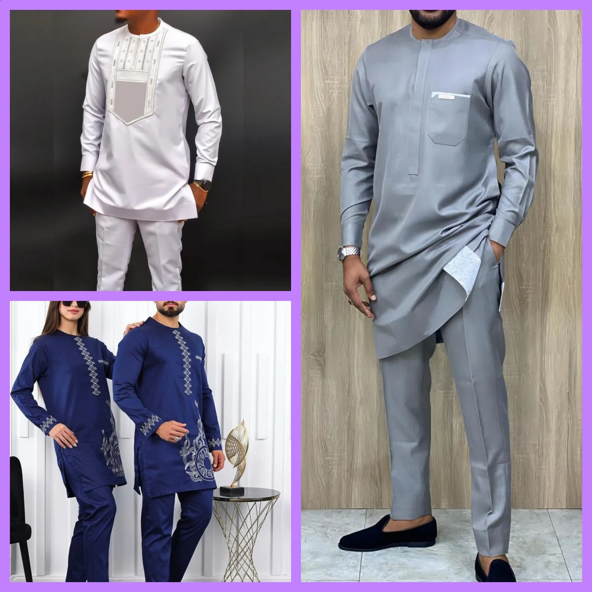 2024Kaftan Elegant African Mens suit Twopiece Agbada dress Wedding jacket and trousers ethnic style 240921