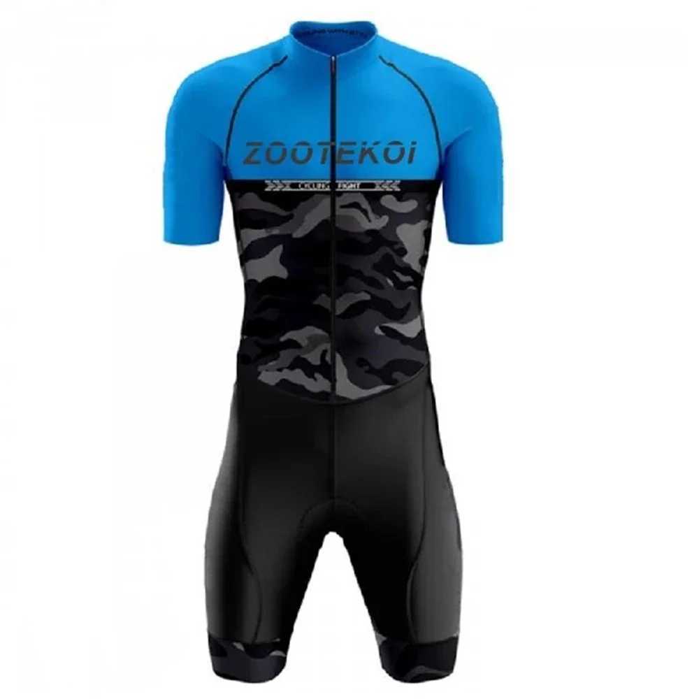 Zootekoi Summer Triathlon Bicycle Mens Short Seven Tight Set Ropa Ciclismo High Quality Bicycle Running Swimming Swimsuit jumpsuit W240926