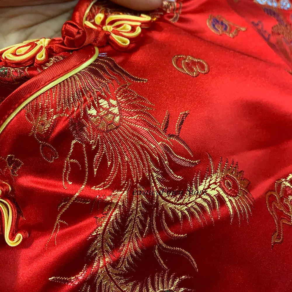 Evening Party Dresses Chinese Style Dress Jacquard Satin Cheongsam Women Sexy Split Qipao Traditional Button Down 250122