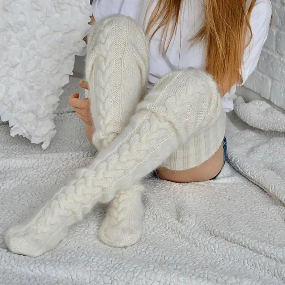Womens thick socks extra long wool knitted warm boots long socks warm socks 240927
