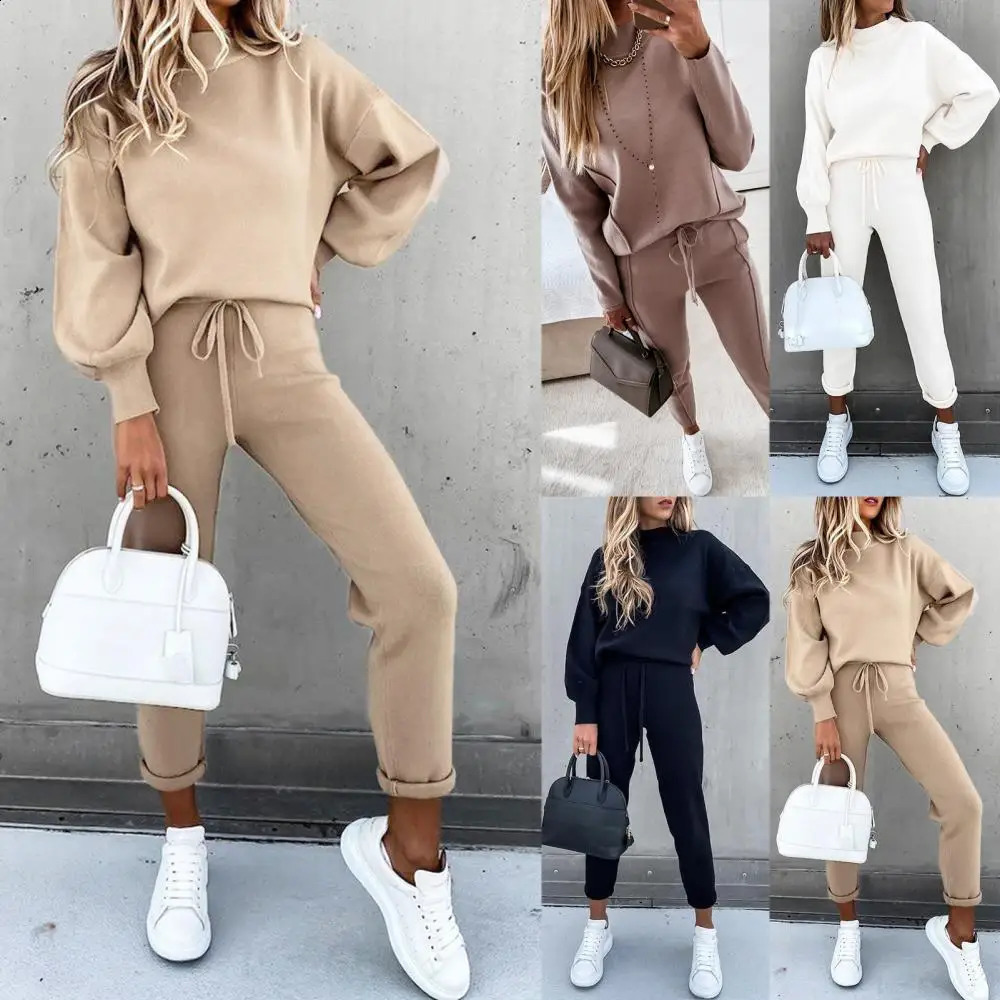 Fashion Tracksuit 2piece AutumnWinter Zipper HoodiePants Sportswear Womens 240927