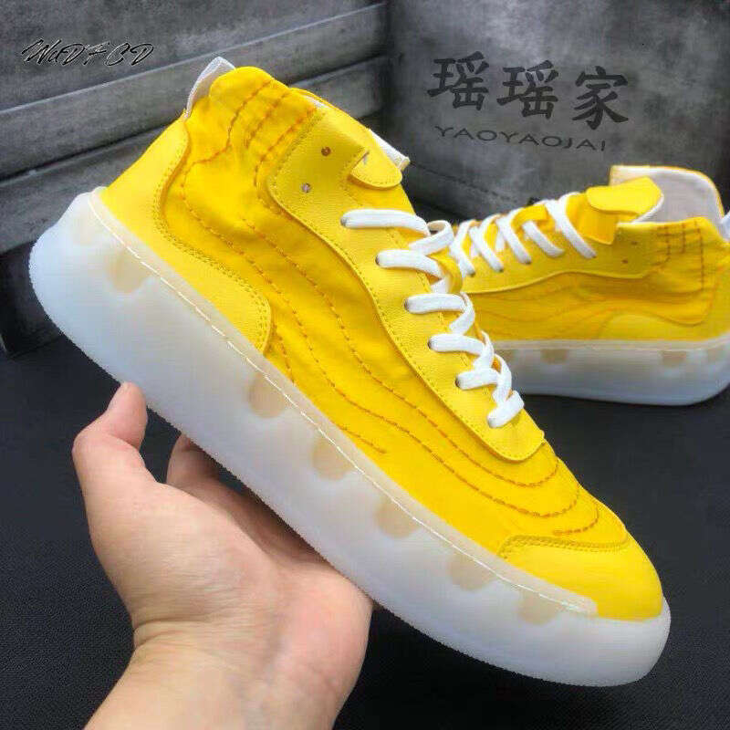 High Top Sneakers Casual Men Fashion Canvas/Mesh Breathable Upper Height Increased Flat Platform White Trend Board Shoes