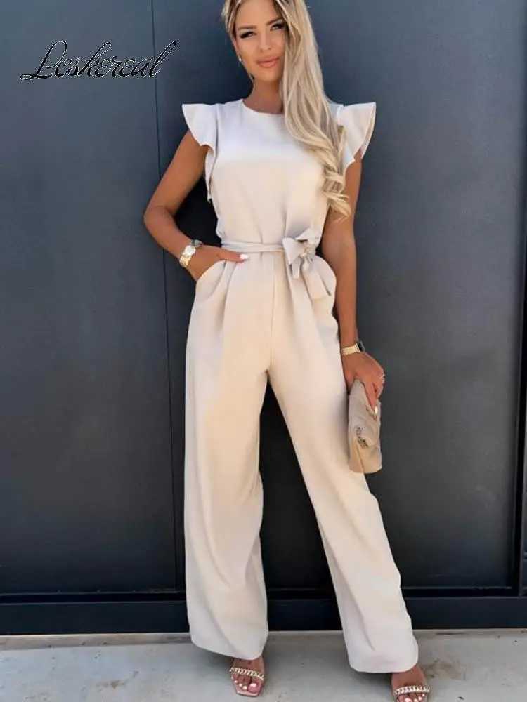 Summer Short Sleeve Wide Leg Jumpsuit For Women Elegant Romper Vintage Streetwear Jumpsuits Overalls Women Jump Suit Woman M240926