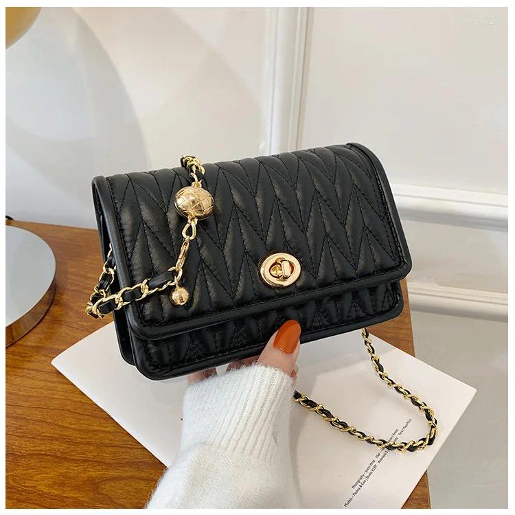 Totes Fashion Women's Shoulder Bag Simple Chain Texture Small Square Light Luxury Party Crossbody Purses And Handbags