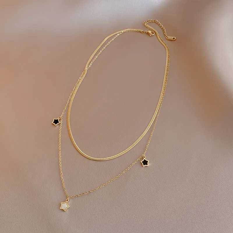 316L stainless steel Mtilayer chain star charm necklace used as a gift for girls parties in fashion jewelry sets X2411061